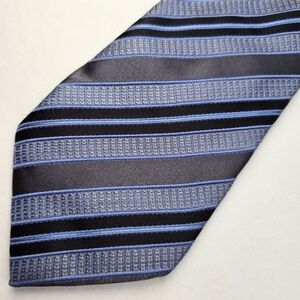 ERMENEGILDO ZEGNA- Textured Diagonal Repetitive Stripes -Blue /Gray